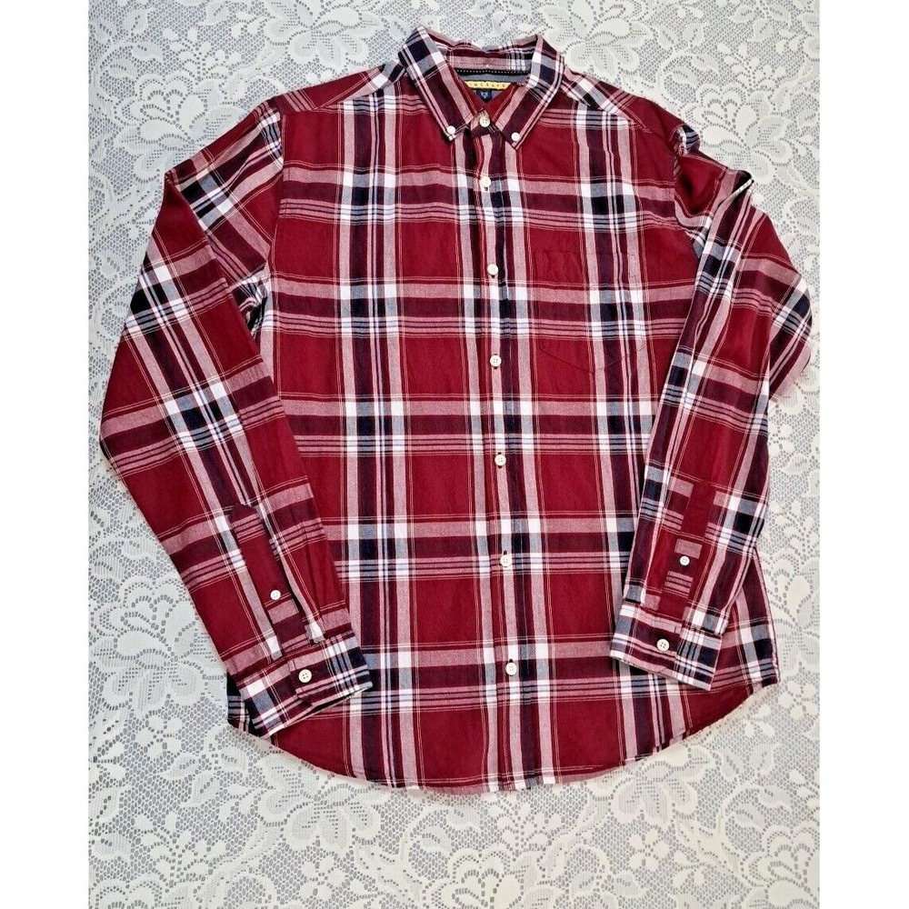Prince And Fox Mens Red‎ Plaid Long Sleeve Button Down Shirt M/M Pre-owned